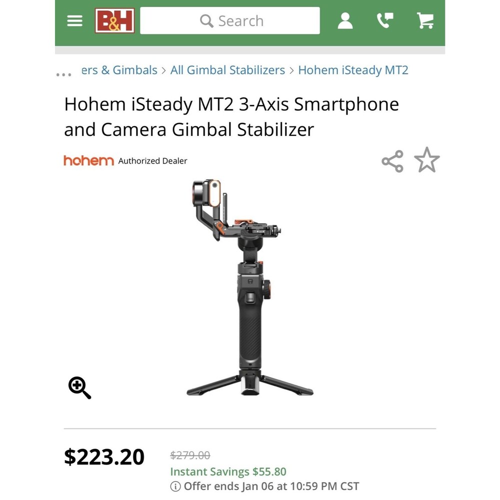 Hohem iSteady MT2 3-Axis Smartphone and Camera Gimbal Stabilizer